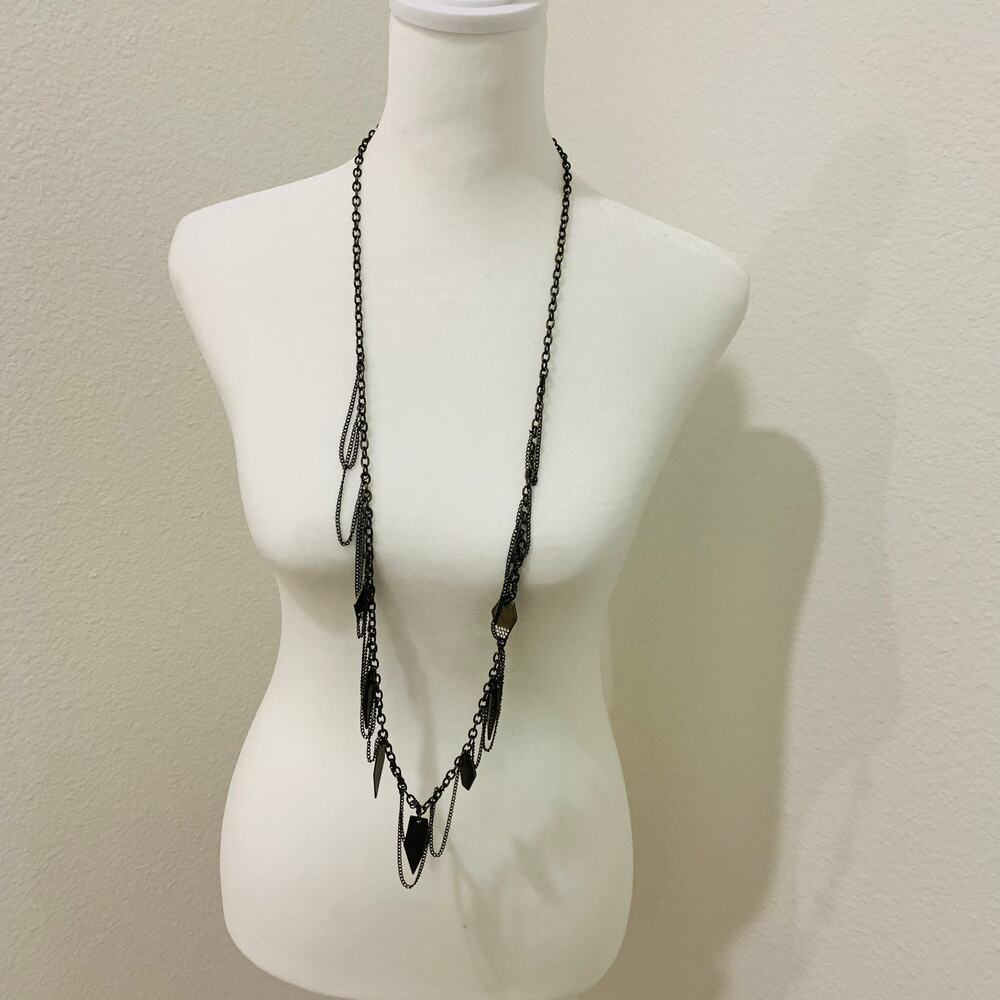 Boho Long Bronze Geometric Chain Necklace